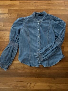 FLASH SALE Veronica Beard -PERFECT LN CONDITION! Light Blue Denim Puff-Sleeve